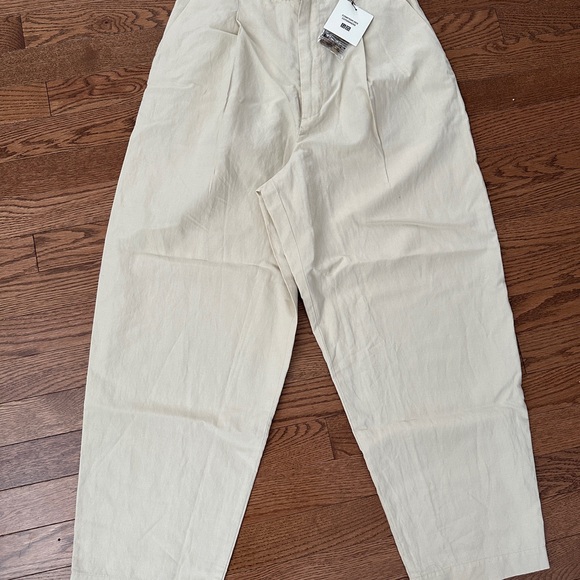 Uniqlo Linen Blend Cream Wide-Leg NWT - Picture 2 of 2